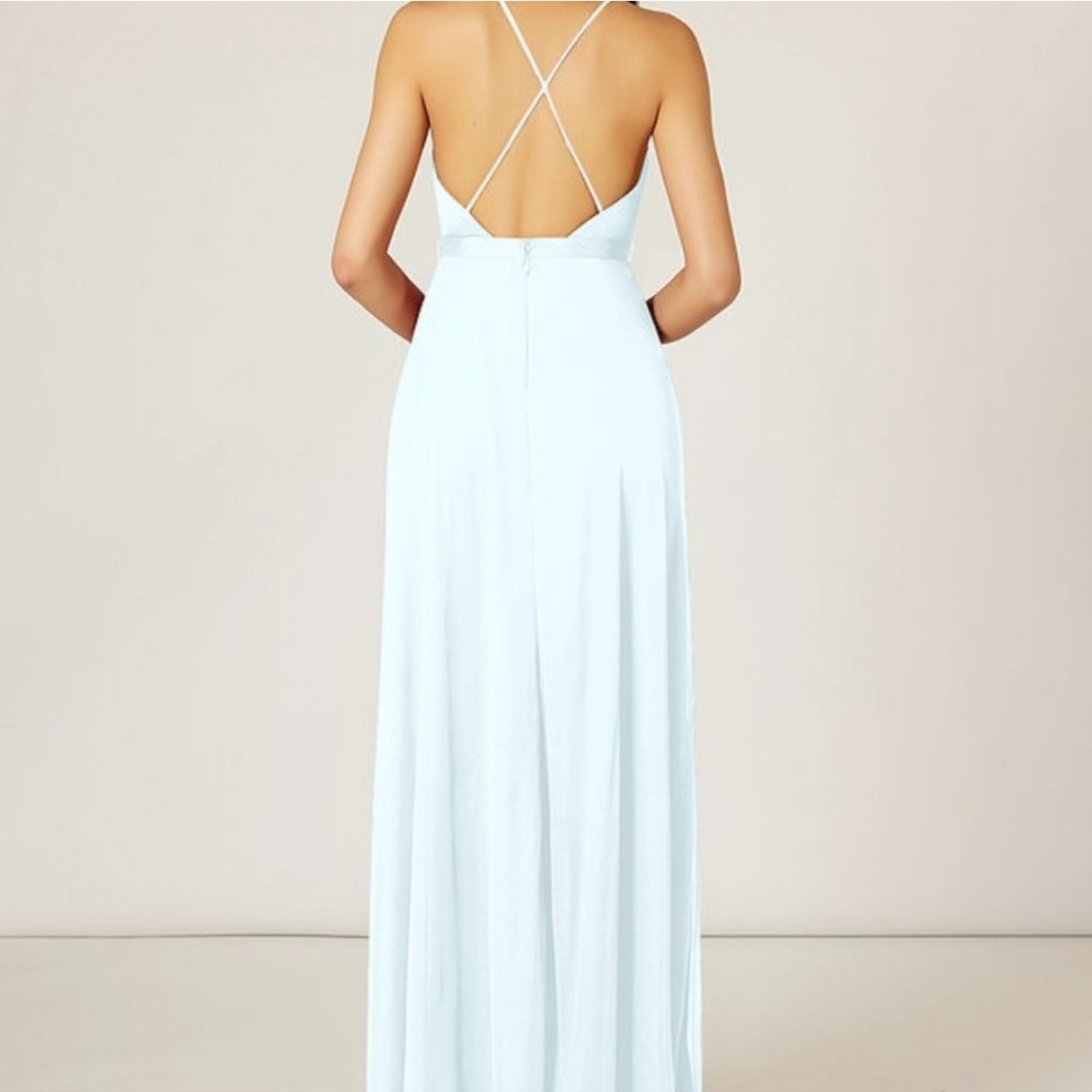 Azazie Luxy dress size 4 mist color euc looks nwt… dry cleaned 1 time